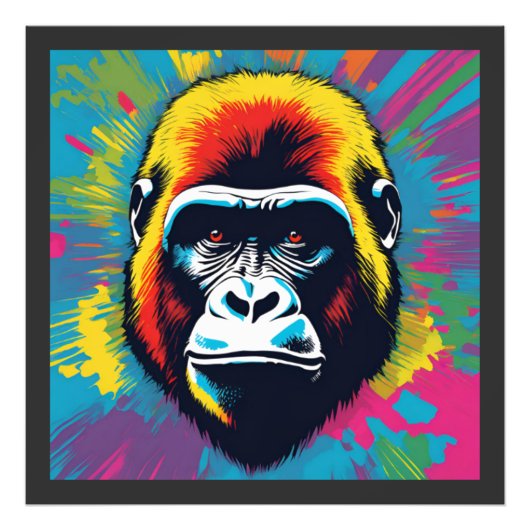 Gorilla Pop Art Cartoon Tekening Foto Afdruk (Voorkant)
