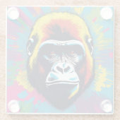 Gorilla Pop Art Cartoon Tekening Glazen Onderzetter (Achterkant)