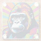 Gorilla Pop Art Cartoon Tekening Glazen Onderzetter (Achterkant)