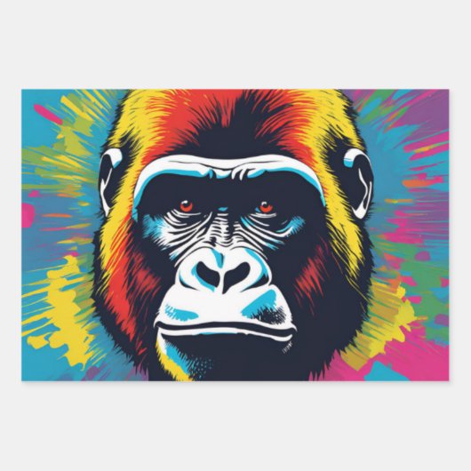 Gorilla Pop Art Cartoon Tekening Inpakpapier Vel (Voorkant)