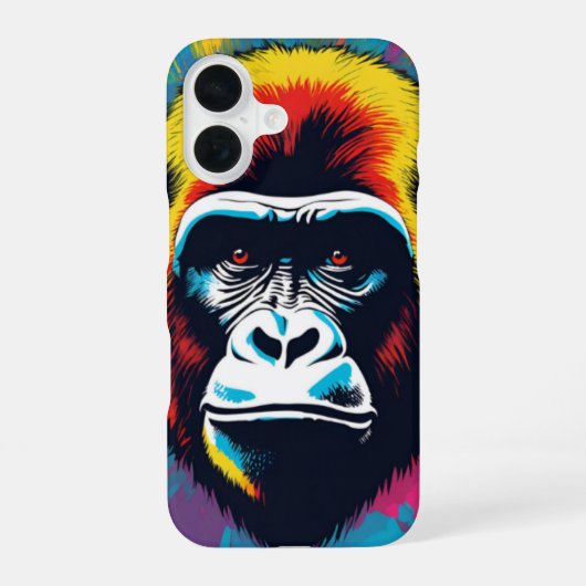 Gorilla Pop Art Cartoon Tekening iPhone 16 Hoesje (Achterkant)