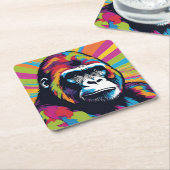 Gorilla Pop Art Cartoon Tekening Kartonnen Onderzetters (Schuin)