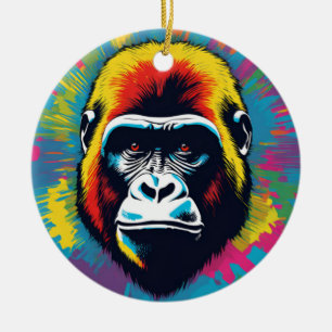 Gorilla Pop Art Cartoon Tekening Keramisch Ornament