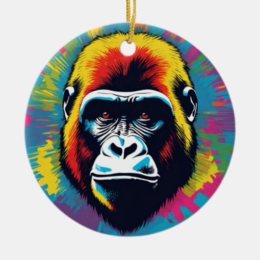 Gorilla Pop Art Cartoon Tekening Keramisch Ornament (Voorkant)