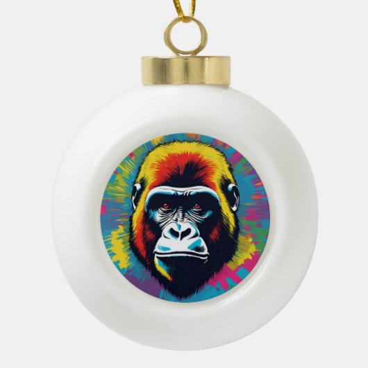 Gorilla Pop Art Cartoon Tekening Keramische Bal Ornament (Voorkant)