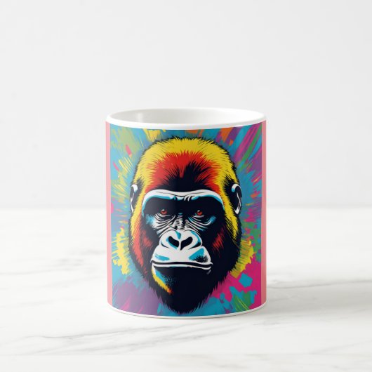 Gorilla Pop Art Cartoon Tekening Koffiemok (Center)