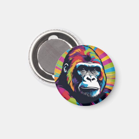 Gorilla Pop Art Cartoon Tekening Magneet (Voorkant / Achterkant)