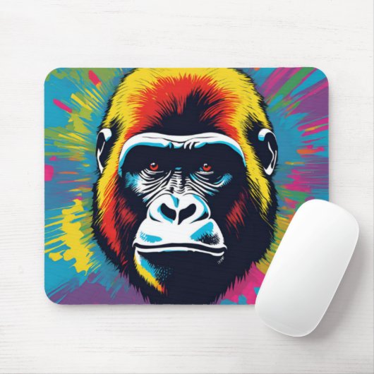 Gorilla Pop Art Cartoon Tekening Muismat (Met muis)
