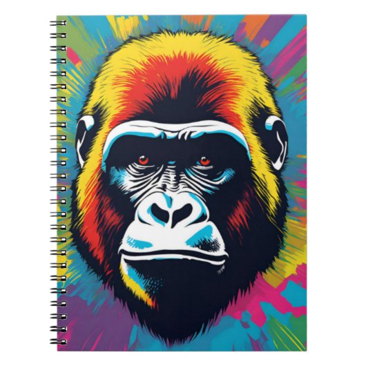Gorilla Pop Art Cartoon Tekening Notitieboek (Voorkant)