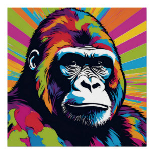 Gorilla Pop Art Cartoon Tekening Perfect Poster
