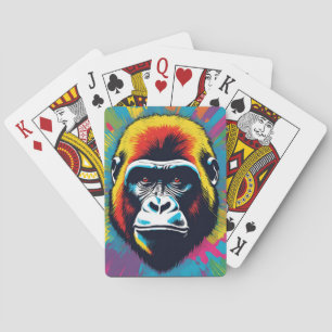 Gorilla Pop Art Cartoon Tekening Pokerkaarten
