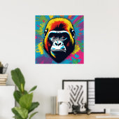 Gorilla Pop Art Cartoon Tekening Poster (Thuiskantoor)
