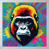 Gorilla Pop Art Cartoon Tekening Poster (Voorkant)