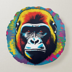Gorilla Pop Art Cartoon Tekening Rond Kussen