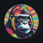 Gorilla Pop Art Cartoon Tekening Ronde Klok<br><div class="desc">Digital Computer Animal Art - College Pop Art - Wild Animal Computer Afbeeldingen</div>