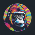 Gorilla Pop Art Cartoon Tekening Ronde Klok<br><div class="desc">Digital Computer Animal Art - College Pop Art - Wild Animal Computer Afbeeldingen</div>