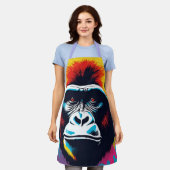 Gorilla Pop Art Cartoon Tekening Schort (Gedragen)