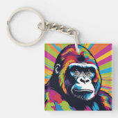Gorilla Pop Art Cartoon Tekening Sleutelhanger (voorkant)