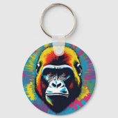 Gorilla Pop Art Cartoon Tekening Sleutelhanger (Voorkant)