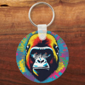 Gorilla Pop Art Cartoon Tekening Sleutelhanger (Voorkant)