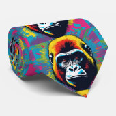 Gorilla Pop Art Cartoon Tekening Stropdas (Opgerold)
