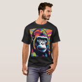 Gorilla Pop Art Cartoon Tekening T-shirt (Voorkant volledig)
