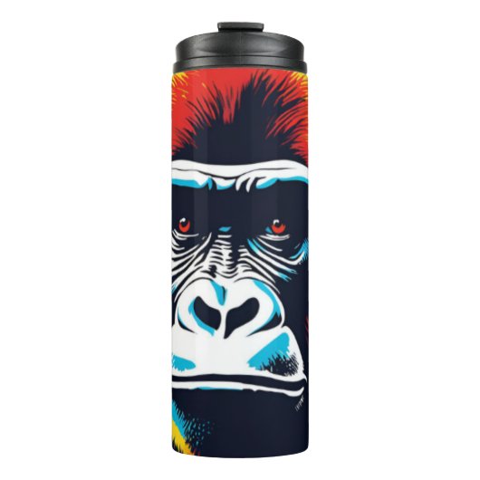 Gorilla Pop Art Cartoon Tekening Thermosbeker (Voorkant)