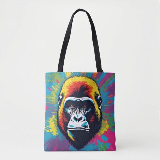 Gorilla Pop Art Cartoon Tekening Tote Bag (Voorkant)