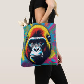 Gorilla Pop Art Cartoon Tekening Tote Bag (Dichtbij)