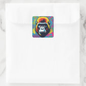Gorilla Pop Art Cartoon Tekening Vierkante Sticker (Tas)