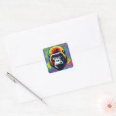 Gorilla Pop Art Cartoon Tekening Vierkante Sticker (Envelop)