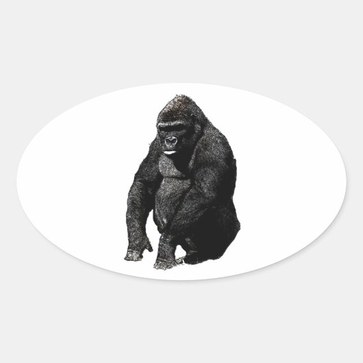 Gorilla Pop Art Ovale Sticker (Voorkant)