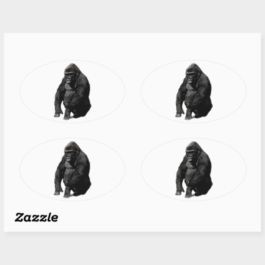 Gorilla Pop Art Ovale Sticker (Vel)