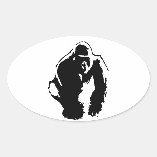 Gorilla Pop Art Ovale Sticker (Voorkant)
