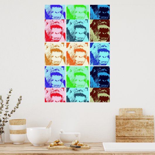 Gorilla Pop Art Poster Print (Keuken)