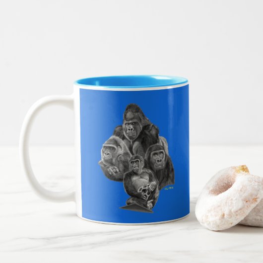 Gorilla Portrait Mok BLAUW (Met donut)