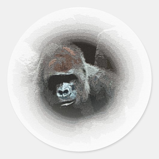 Gorilla Portrait Ronde Sticker (Voorkant)