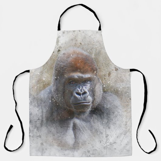 Gorilla Portret Waterverf Wildlife Fotografie Schort (Voorkant)