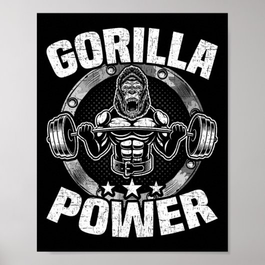 Gorilla Power Bodybuilding Gewichtheffen Workout  Poster (Voorkant)