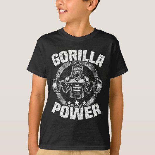 Gorilla Power Bodybuilding Weightlifting Workout T-shirt (Voorkant)