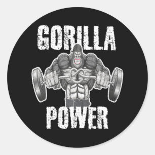 Gorilla Power Gewichtheffen Angry Muscle Beast Ronde Sticker