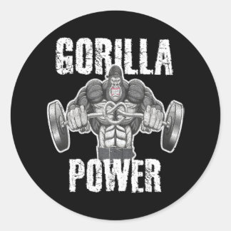 Gorilla Power Gewichtheffen Angry Muscle Beast Ronde Sticker
