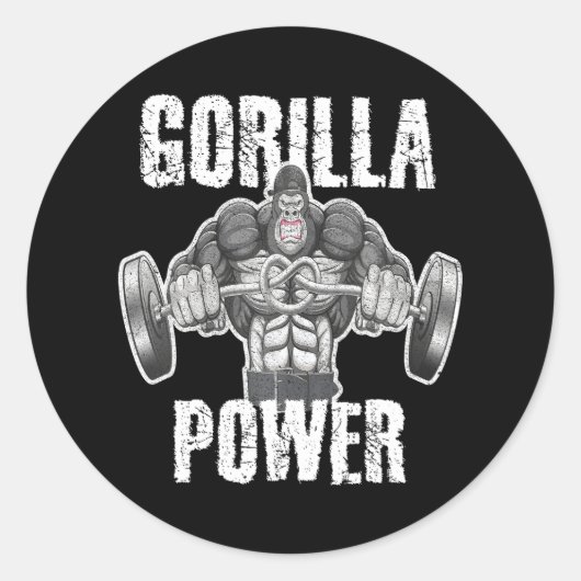 Gorilla Power Gewichtheffen Angry Muscle Beast Ronde Sticker (Voorkant)