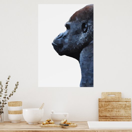 Gorilla print. Modern abstract dier. Veelhoekkunst Poster (Keuken)