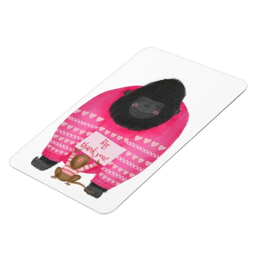 Gorilla & pygmee marmoset 'grote dank je' magneet (Linkerzijde)