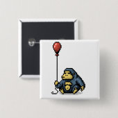 Gorilla Red Balloon Shade Pixel Art Button (Voorkant /achterkant)