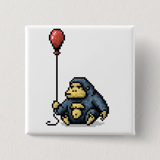 Gorilla Red Balloon Shade Pixel Art Button (Voorkant)