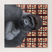 Gorilla Red geometrisch | Afrikaanse wilde dieren Legpuzzel (Horizontaal)