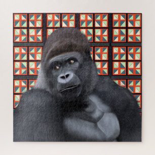 Gorilla Red geometrisch   Afrikaanse wilde dieren Legpuzzel