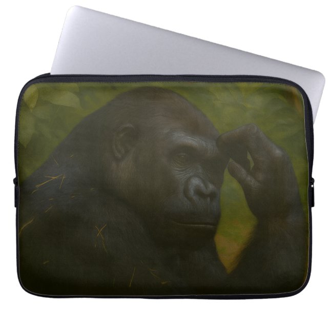 Gorilla Reflection - Doordacht Wildlife Portret Laptop Sleeve (Voorkant)